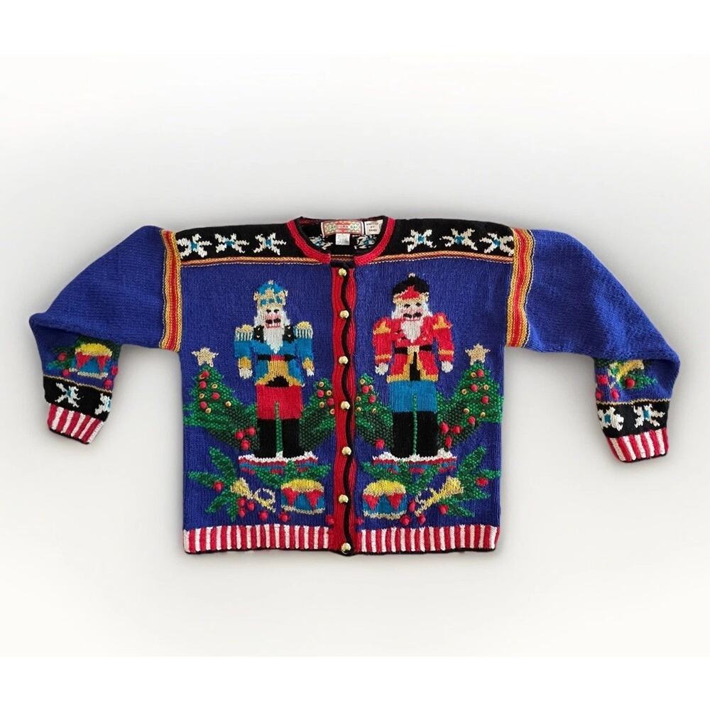 Vintage Cardigan Bay Hand Knit Cardigan Nutcracker Sweater Women’s Size Large